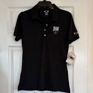 Oakley Black Performance Golf Polo with ESPN Logo Patch